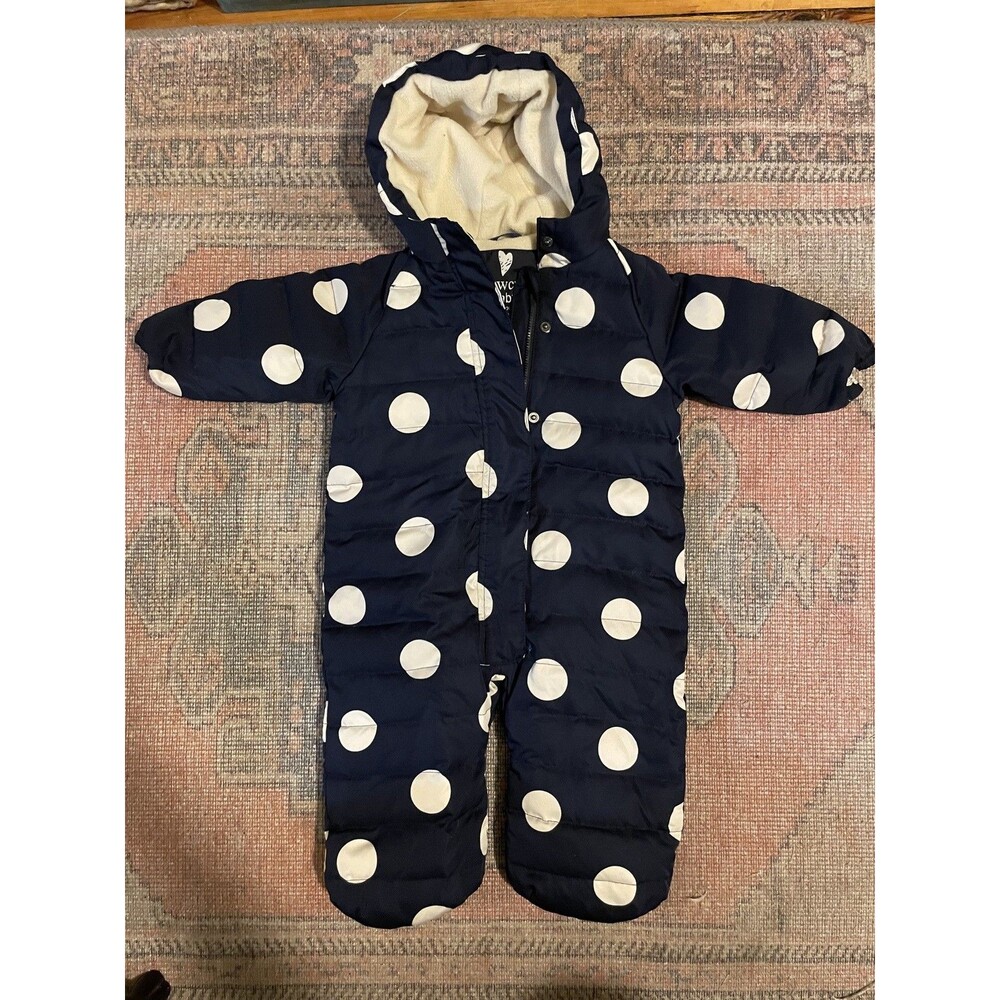 J Crew Crewcuts 6m Polka Dot Puffer Bunting Down Feather Jacket Coat Infant Baby